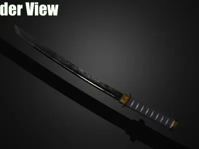 VRChat Katana Stylized Sword Poiyomi Shader Free low-poly 3D model purchase