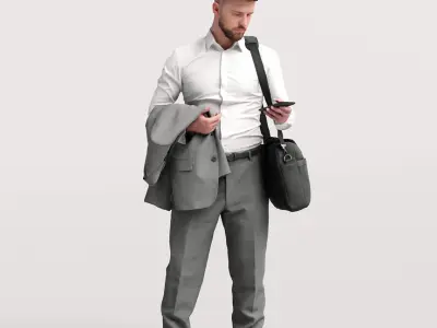 Humano Traveling Man with phone and bag 2206-7 3D model