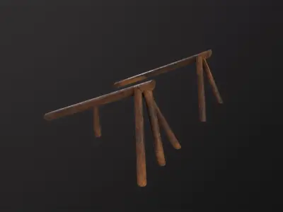 Log Ramps Obstacles WWII 3D Model Low-poly 3D model