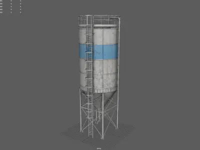 VERTICAL CEMENT SILO Low-poly 3D model