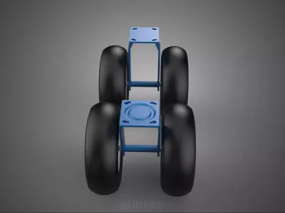 SET SLICK DOUBLE 2 SWIVEL RIGID FIXED CASTOR WHEELS RUBBER TIRES 3D model
