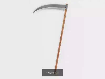  4 Scythes Collection - Realistic Tools 3D Model Pack