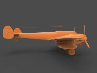 BF110G2 orange propeller plane 3D print model
