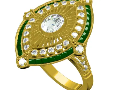 Antique Art Deco Engagement Ring for Women 3D print model