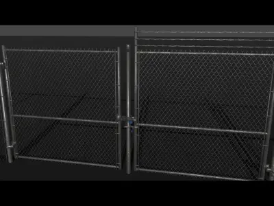 Chainlink Fence Modular Set Low-poly 3D model