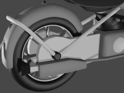 Black MotorCycle Low-poly 3D model