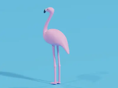 Cartoon Flamingo 3D model