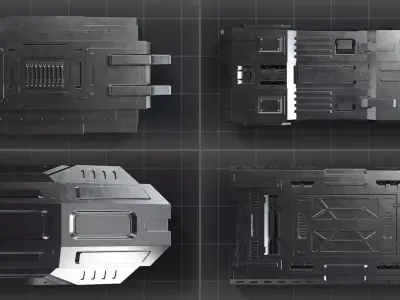 Sci Fi Robotics Hard Surface Kitbash Set Free low-poly 3D model