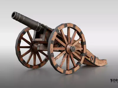 Medieval Bombard Cannon- Siege Weapons Low-poly 3D model