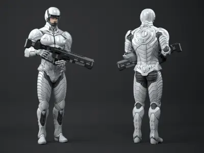  Sci Fi Soldier with Assault Rifle 