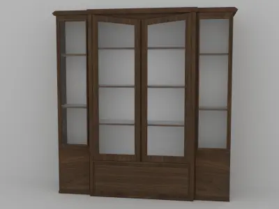 Crockery Display Cabinet Low Poly Walnutt Texture 3D model