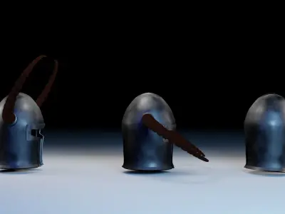 helmet three spartan helmets with horns 3D model