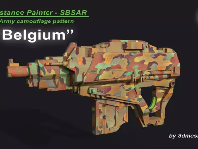 Belgium - Army Camouflage Pattern - SBSAR Material  3D model