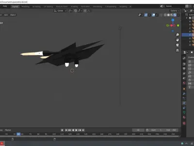 spaceship fighter jet flying in sky Low-poly 3D model