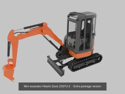 Mini excavators - Takeuchi TB230 and Hitachi ZX27U-2 3D Model Pack