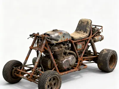 Rusty Vintage Go Kart 3D Model Low-poly 3D model