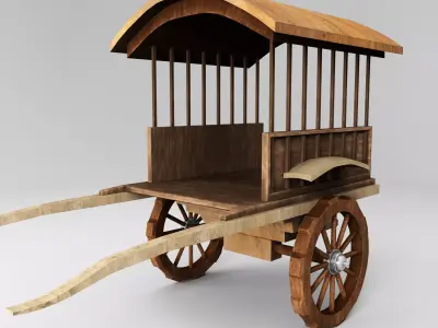 Medieval Wooden Horse Cart 3D model