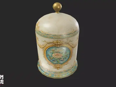 Ornate Antique Porcelain Pot Low-poly 3D model
