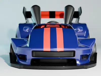 Modified Go Cart - Time Attack Styled - Rigged Free 3D model