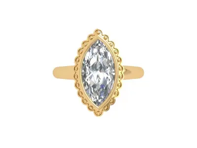 Marquise Solitaire Ring 3D print model 6