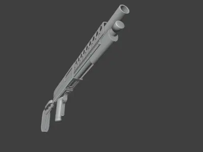 Model of a pump-action shotgun for games post-apocalypse Low-poly 3D model