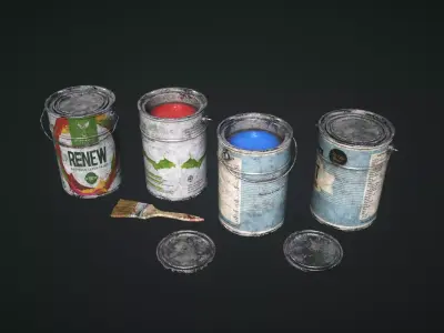 Cans Paint Low-poly 3D model
