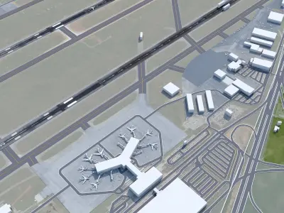 McGhee Tyson Airport Knoxville 10km Low-poly 3D model