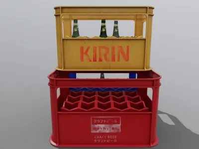Beer crates and bottles 3D model
