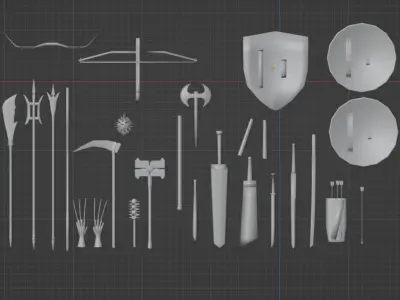 BasicWeaponPack weapons and tools Free low-poly 3D model