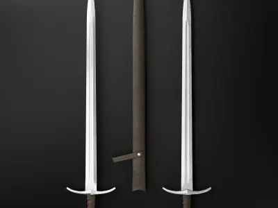 Medieval Sword 02 low poly plus old texture and sheath UE Low-poly 3D model