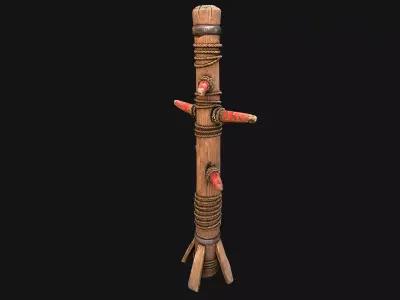 Wooden Medieval Military Combat Training Dummy Tournament Low-poly 3D model