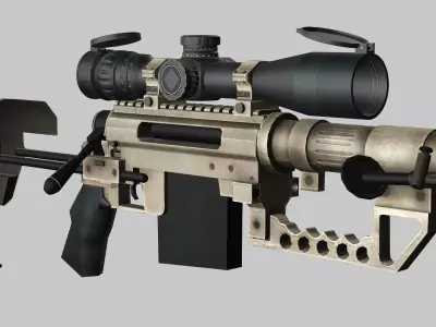Sniper Denel 8NTW-20 Low-Poly 3D Model Low-poly 3D model