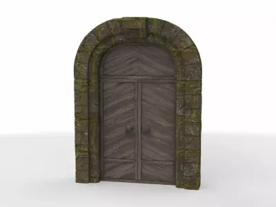 medieval wooden gate 02  3D model