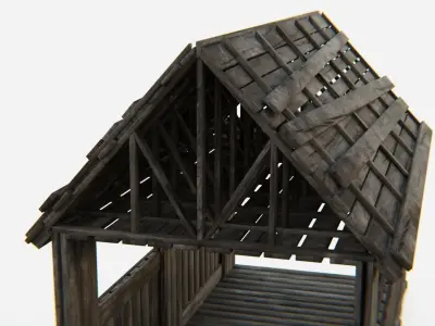 Old Wooden Medieval Building Shed 1 Low-poly 3D model