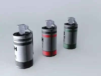 Grenades LowPoly three batteries Free 3D model