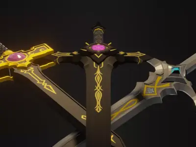 3in1 Arcane Blade Pack Simple Series I Low-poly 3D model