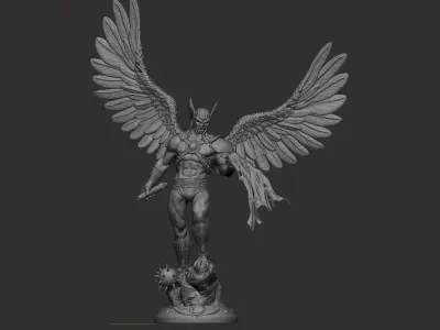 Hawkman statue of angel with wings 3D print model purchase