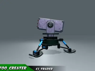 Lowpoly Turret Rocket Launcher 3D Model Low-poly 3D model