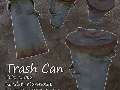 Trash Can Low poly Free low-poly 3D model