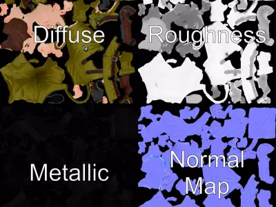 Olive Military Character model pack Low-poly 3D model