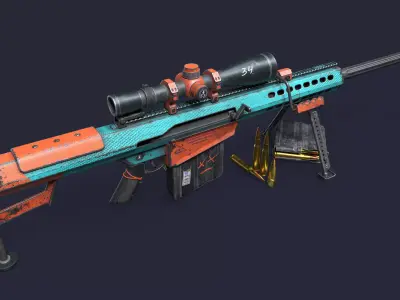Sniper Rifle Low-poly 3D model 9