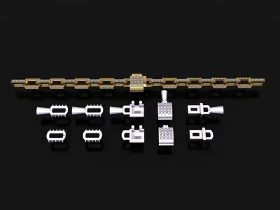 DAINTY HERMES DIAMOND LINK BRACELET NECKLACE 3D print model
