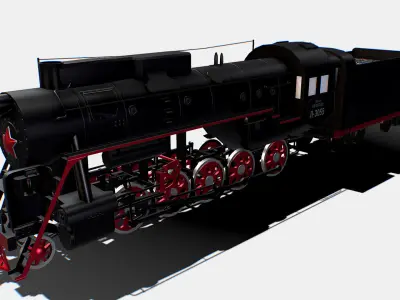 Animated Freight Steam Locomotive L-3055 Low-poly 3D model
