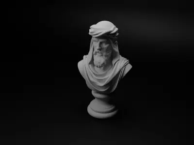Arab Bedouin Warrior Bust Chess 3D print model get