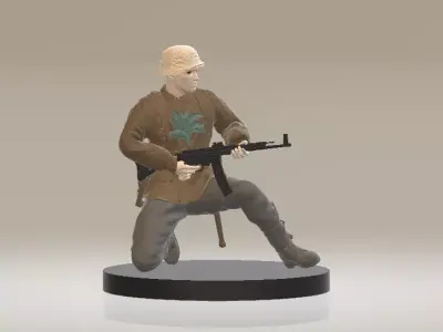 Kneeling Soldier with Rifle 3D Printable Military Figure 3D print model