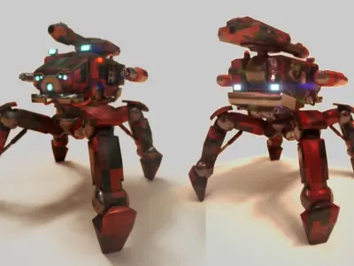 Sentinel 02 Quadruped military tank Free low-poly 3D model