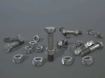 Bolts bolt and nut Low-poly 3D model purchase