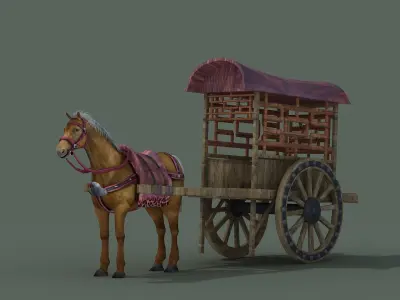 carriage Barouche based work file Horse Buggy covered  3D model