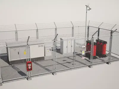  Electrical Substation Low-poly 3D model