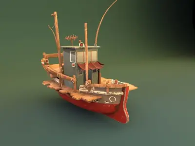 Fishing boat Low-poly 3D model from CGTrader